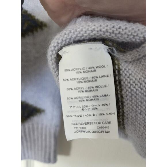 J Crew Pale Blue Wool Mohair Nordic Fair Isle Ski Pullover Sweater Women's Small - Picture 12 of 12